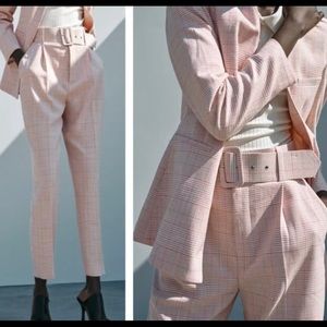 Zara Plaid belted Pants